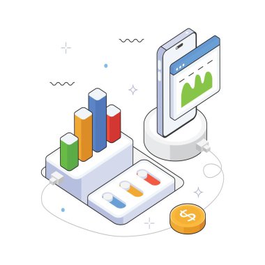 Mali Rapor Vektörü Isometric Illustration. EPS 10 Dosyası