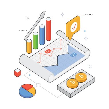 İş Performansı Vektör Isometric Illustration. EPS 10 Dosyası