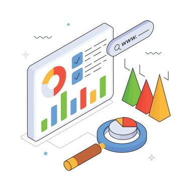 İlerleme Raporu Vektörü Isometric Illustration. EPS 10 dosyası