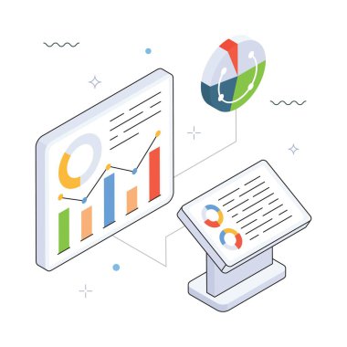 İş Raporu Vektörü Isometric Illustration. EPS 10 dosyası