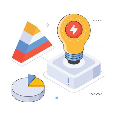 Yaratıcı İş Fikirleri Vektörü Isometric Illustration. EPS 10 dosyası