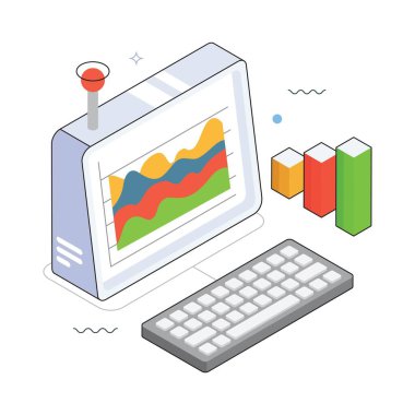 Gerçek zamanlı Veri Analiz Vektörü Isometric Illustration. EPS 10 dosyası