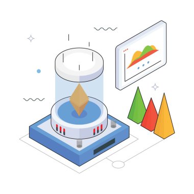 Veri Analizi Vektörü Isometric Illustration. EPS 10 Dosyası