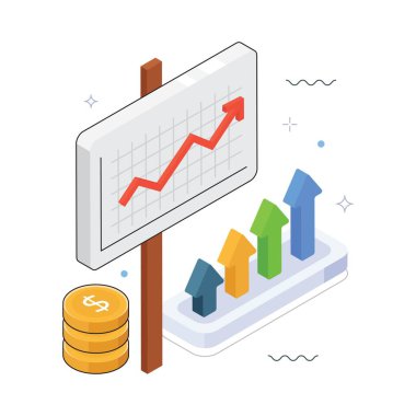 İş Planlama Vektörü Isometric Illustration. EPS 10 dosyası