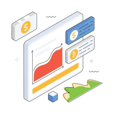 Finansal Başarı Vektörü Isometric Illustration. EPS 10 dosyası