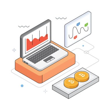 Gelir Büyütme Vektörü Isometric Illustration. EPS 10 dosyası