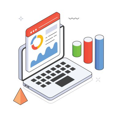 İş Büyütme Vektörü Isometric Illustration. EPS 10 dosyası