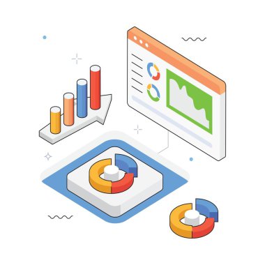 Veri Sunucusu Vektörü Isometric Illustration. EPS 10 Dosyası