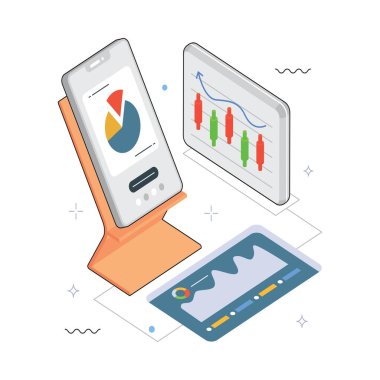 Finansal Özet Vektör Isometric Illustration. EPS 10 Dosyası