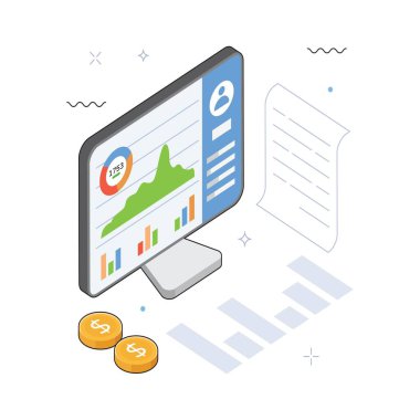 Finansal Özet Vektör Isometric Illustration. EPS 10 Dosyası