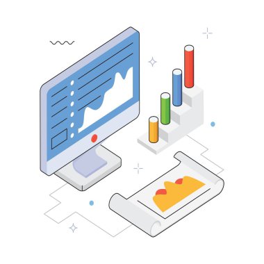 Grafik Vektörü Isometric Illustration ile gösterge paneli. EPS 10 Dosyası