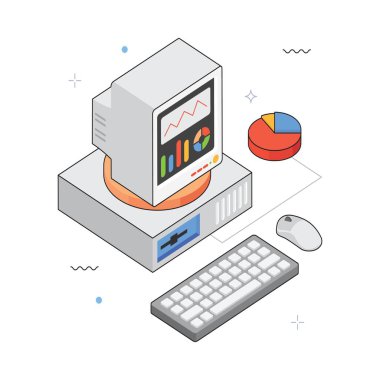 Veri İşleme Vektörü Isometric Illustration. EPS 10 Dosyası