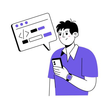 Telefon vektörü illüstrasyonunda kodlama. EPS 10 Dosyası 