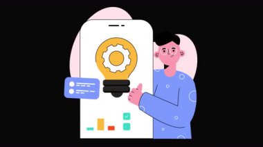 Şeffaf arkaplanda iş icadı 2B animasyonları 