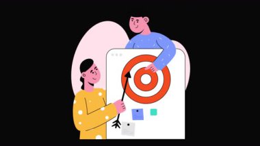 Şeffaf arkaplanda İş Hedefi Stratejisi 2B animasyonları 