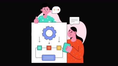 Şeffaf arkaplanda İş Akışı 2B canlandırmaları 