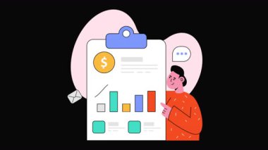 Şeffaf arkaplanda 2D canlandırma muhasebe raporu 