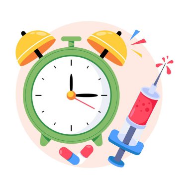 Medicine Time Concept Style çizimleri. EPS 10 Dosyası 