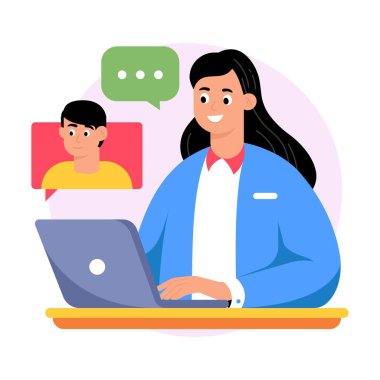 Arkadaş Kavram Stili Çizimleriyle Video Sohbeti. EPS 10 Dosyası 