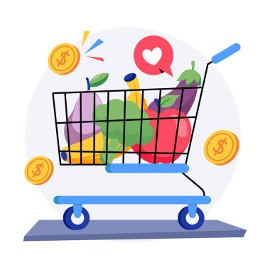 Market Cart Esasları Konsept Stili çizimleri. EPS 10 Dosyası