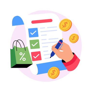 Market Listesi Kavram Biçimi çizimleri. EPS 10 Dosyası