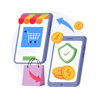 Perakende Dükkanı Operasyonları Konsept Stili çizimleri. EPS 10 Dosyası  