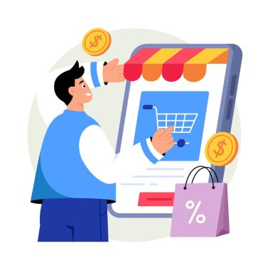 Online Store Concept Style illüstrasyonları. EPS 10 Dosyası  