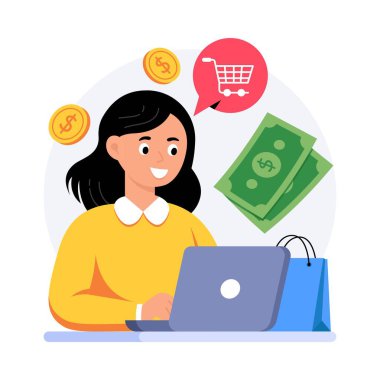 Perakende Ödeme Kavram Stili çizimleri. EPS 10 Dosyası  