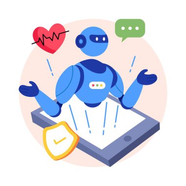 Al Healthcare Concept Style illüstrasyonları. EPS 10 Dosyası  