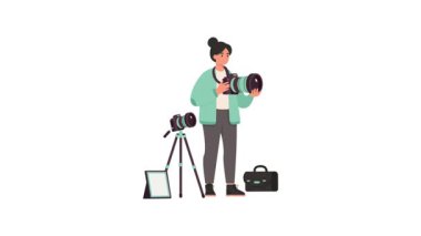 Kadın Fotoğrafçı 2D Düz Animasyon 