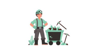 Erkek kömür madencisi 2D Düz Animasyon 