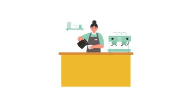 Kadın kahveci 2D Düz Animasyon 