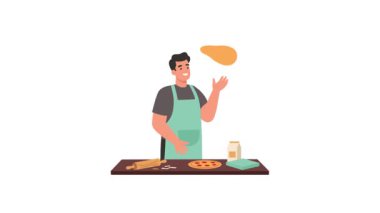 Pizza yapan adam 2D Düz Animasyon 