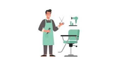 Erkek berber 2D Düz Animasyon 