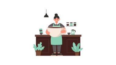 Kadın kahve aşığı 2D Düz Animasyon 