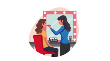 Mirror 2B Düz Animasyon 'da rimel kullanan kız.