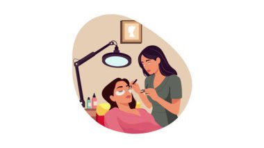 Kız Yüz Tüylerini Kırpıyor 2 Boyutlu Düz Animasyon