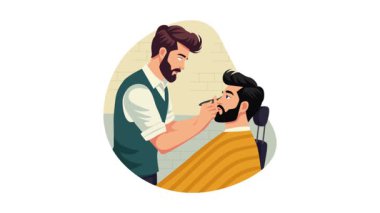 Barber 2B Düz Animasyon 'dan Sakal Bakımı Yapan Çocuk