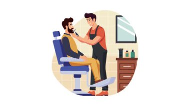 Çocuk Saç kırpma seansı 2D Düz Animasyon