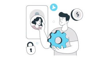 Müşteri Veri Yönetimi 2B Düz Canlandırma 