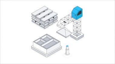 Ev iskeleti Isometric animasyonu.
