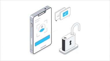 Yüz Yetkilendirme Isometric Animasyon. MP4 Dosyası