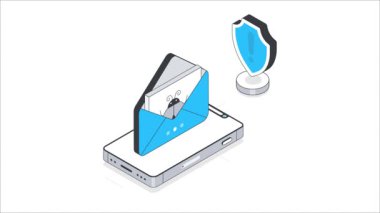 Virüs Isometric animasyonunu e-posta ile gönder. MP4 Dosyası 