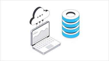 Bulut Veri Depolama Isometric Animasyon. MP4 Dosyası