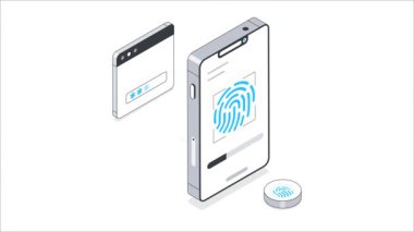 Biyometrik Tarama Isometric Animasyon. MP4 Dosyası