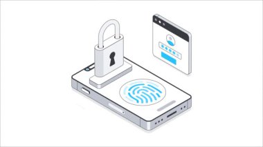 Güvenli Giriş Isometric Animasyonu. MP4 Dosyası