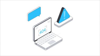 Web Hatası Isometric Animasyonu. MP4 Dosyası