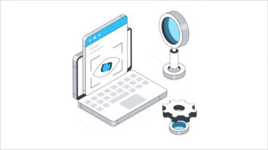 Güvenli Web Isometric Animasyonu. MP4 Dosyası