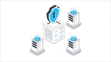 Güvenli Veri Paylaşımı Isometric Animasyonu. MP4 Dosyası