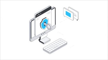 Güvenli Web Isometric Animasyonu. MP4 Dosyası